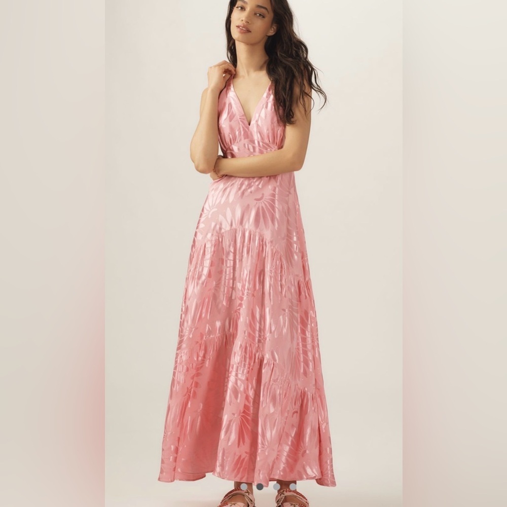 NWT farm rio V neck tiered maxi dress